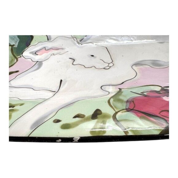 Hand-Painted Floral Serving Platter By Paula 95 Boho Chic Cottage Core Easter - Picture 7 of 9